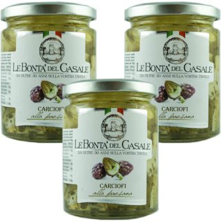 3x Le Bonta del Casale Carciofi alla paesana "Geschnittene Artischocken",  280 g