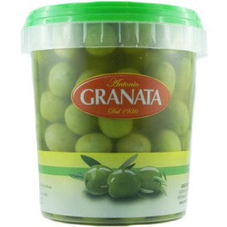 Granata Olive Verde di Sicilia "Grüne Oliven aus Sizilien in Salzlake" mit Stein,  500 g