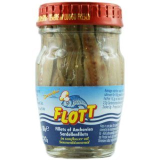 Flott Acciughe "Anchovies Sardellenfilets" in Sonnenblumenöl (80g Glas)