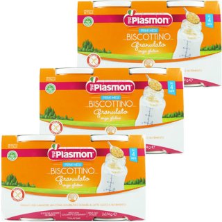 3x Plasmon Biscottino Granulato "Granulierter Keks" Primi Mesi ab 4 Monate, 2x 374 g