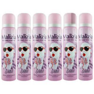 6x Malizia Donna deodorant für Frauen "Lolita" intensiver Duft, 100 ml