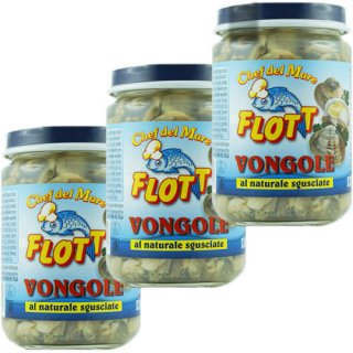 3x Flott Vongole al naturale sgusciate "Venusmuscheln ohne Schale" in Salzlake, 130 g