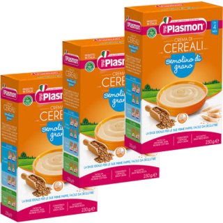 3x Plasmon Crema di Cereali Semolino di grano "Weizengrieß Creme", 230 g