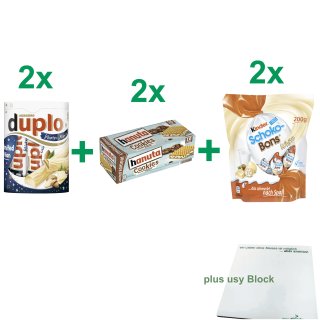 duplo Winter Mandel, Hanuta Cookies, Schokobons White Testpaket + usy Block