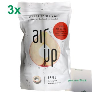 air up Duft-Pods Apfel für airup Trinkflasche 3er Pack (3x3 Pods) plus usy Block