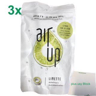 air up Duft-Pods Limette für airup Trinkflasche 3er Pack (3x3 Pods) plus usy Block