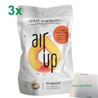 air up Duft-Pods Pfirsich für airup Trinkflasche 3er Pack (3x3 Pods) plus usy Block