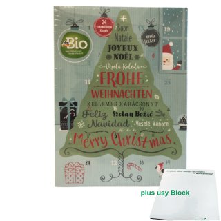 dm Bio Schokokugel Adventskalender "Frohe Weihnachten" (70g) + usy Block