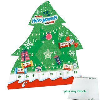 kinder Happy Moments Mini Mix Adventskalender Motiv: ohne Text (135g) plus usy Block