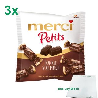 Storck Merci Petits dunkle Vollmilch 3er Pack (3x125g Beutel) plus usy Block
