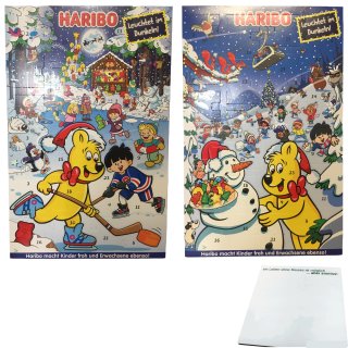 Haribo Adventskalender 2er Pack (2 St, beide Motive 2x300g) + usy Block