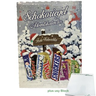 Adventskalender Schokoriegel "Frohe Weihnachten" (1 Stck, 884g) + usy Block