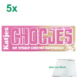 Katjes Chocjes Original vegane Schokolade mit Haferdrink Officepack (5x50g Tafel) + usy Block