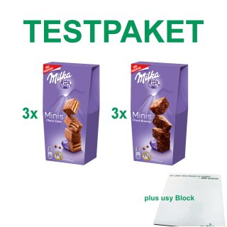 Milka Minis Choco Cake & Brownie TESTPAKET (je 3x117g Packung) + usy Block