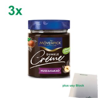 Mövenpick Dunkle Creme Nuss & Kakao 3er Pack (3x300g Glas) + usy Block