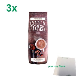 Cocoa Fantasy Dark 27% Kakao Getränkepulver Officepack (3x1kg) + usy Block