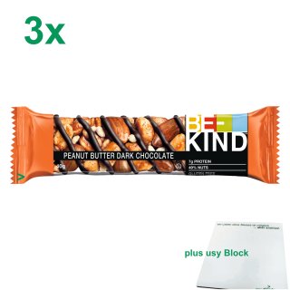Be Kind Peanut Butter Dark Chocolate Müsliriegel Officepack (3x40g) + usy Block
