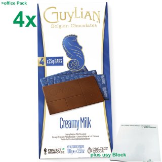 Guylian Belgian Chocolates Creamy Milk Officepack (4x100g Vollmilchschokoladentafeln) + usy Block