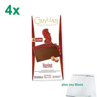 Guylian Belgian Chocolates Hazelnut Officepack (4x100g Schokoladentafel mit Haselnüssen) + usy Block
