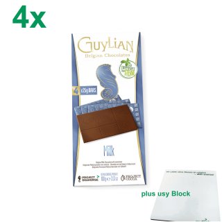 Guylian Belgian Chocolates Milk Stevia Officepack (4x100g Milchschokolade mit Stevia) + usy Block