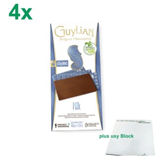 Guylian Belgian Chocolates Milk Stevia Officepack (4x100g Milchschokolade mit Stevia) + usy Block