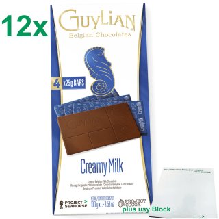 Guylian Belgian Chocolates Creamy Milk Gastropack (12x100g Vollmilchschokoladentafeln) + usy Block