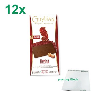 Guylian Belgian Chocolates Hazelnut Gastropack (12x100g Schokoladentafel mit Haselnüssen) + usy Block