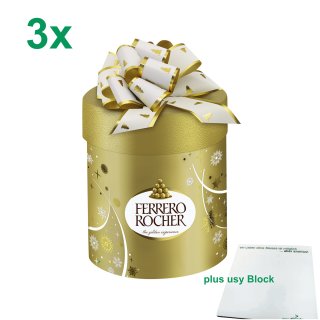 Ferrero Rocher Geschenkbox Runddose 3er Set (3x225g Runddose) + usy Block