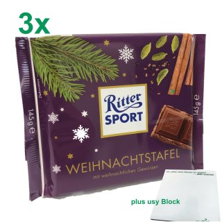 Ritter Sport Weihnachtstafel Officepack (3x145g) + usy Block