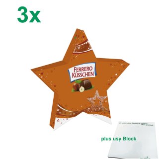 Ferrero Küsschen Weihnachtsstern Officepack (3x124g Sternbox) + usy Block