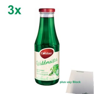Göbber Waldmeister Getränkesirup 3er Pack (3x0,5l Glasflasche) + usy Block