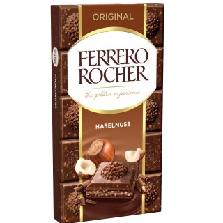Ferrero Schokolade Rocher Original Haselnuss Vollmilch (90g Tafel)