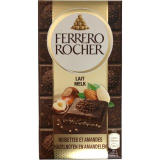 Ferrero Rocher whole milk chocolate with hazelnut and almond cream (90g table)