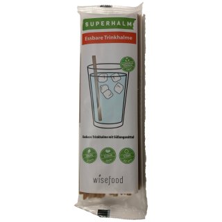 Superhalm essbare Trinkhalme plastikfrei braun (30 Stück) 22,5 cm lang, Ø 6mm