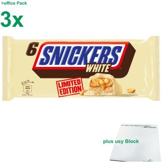Snickers white limited Edition 3er office Pack (3x6x49g Riegel) plus usy Block süsses
