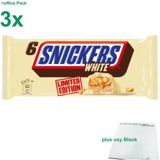 Snickers white limited Edition 3er office Pack (3x6x49g Riegel) plus usy Block süsses