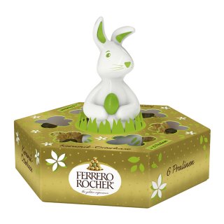 Ferrero Rocher Porzellan Hase + 6 Pralinen Geschenkbox (75g Packung)