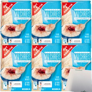 Gut&Günstig Rundkorn Milchreis Spitzenreis 6er Pack (6x500g Packung) + usy Block