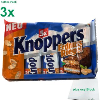 Knoppers Erdnussriegel Officepack (15x25g Packung) + usy Block