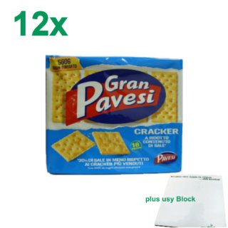 Gran Pavesi Kekse non Salati "Ungesalzen" 12er Pack (12x560g) + usy Block