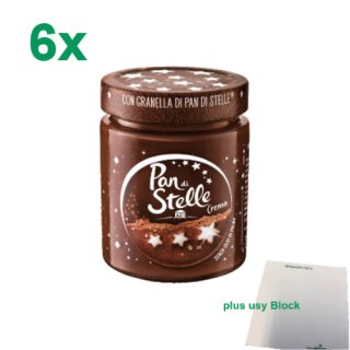 Pan di stelle Crema "Schokoladenaufstrich" mit Haselnuss und Keksstückchen Gastropack (6x330g) + usy Block