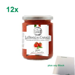 Le Bonta del Casale Sugo al Basilico "Tomatensauce mit Basilikum" Gastropack (12x290g Glas) + usy Block