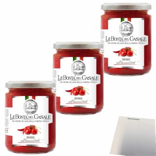 Le Bonta del Casale Sugo all Arrabbiata Tomatensauce mit Peperoncino (3x290g Glas) + usy Block