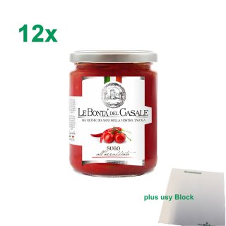 Le Bonta del Casale Sugo all Arrabbiata "Tomatensauce mit Peperoncino" Gastropack (12x290g Glas) + usy Block