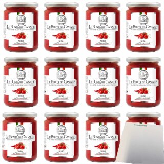 Le Bonta del Casale Sugo all Arrabbiata Tomatensauce mit Peperoncino (12x290g Glas) + usy Block