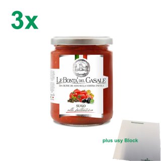Le Bonta del Casale Sugo alla Puttanesca "Puttanesca Sauce" Officepack (3x290g Glas) + usy Block