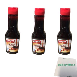 Royal Caramelo liquido "Flüssiger Karamelsirup" Officepack (3x400g) + usy Block