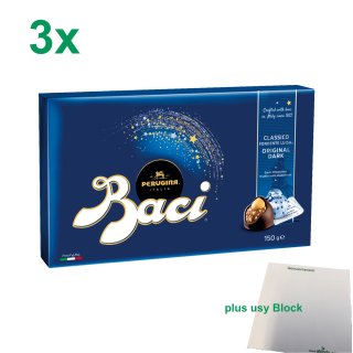 Baci Perugina Dunkle Schokopralinen 3er Pack (3x150g Box) + usy Block