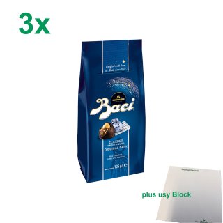 Baci Perugina Dunkle Schokopralinen 3er Pack (3x125g Tüte) + usy Block