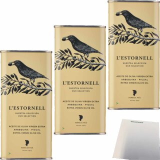 L’Estornell Natives Olivenöl Extra 3er Pack (3x500ml Dose) + usy Block
